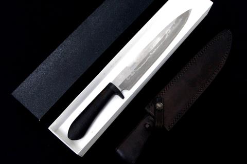 ナイフ 刃渡り170mm GIN-1 STEEL 銀紙1号 花梨瘤ハンドル レザーシース 