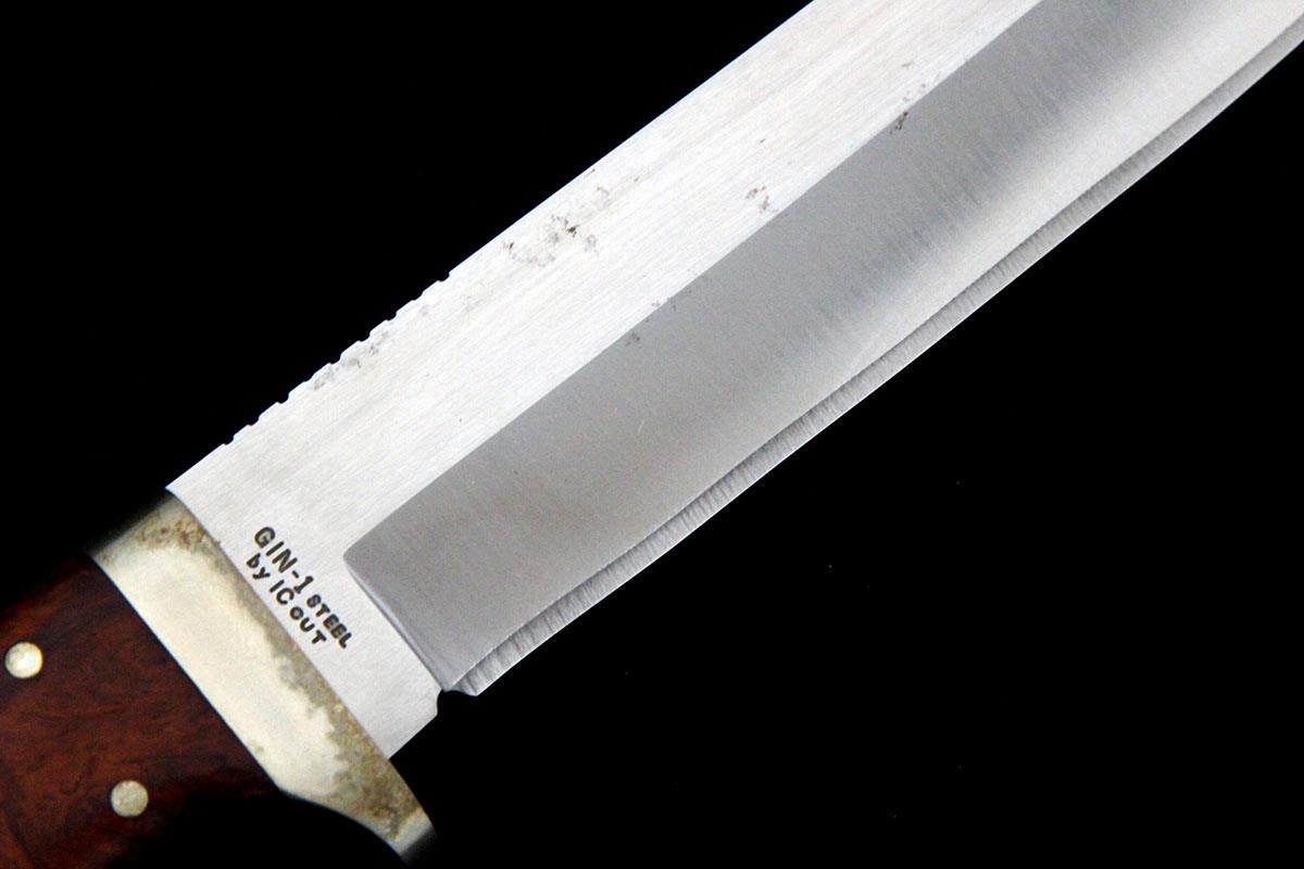 ナイフ 刃渡り170mm GIN-1 STEEL 銀紙1号 花梨瘤ハンドル レザーシース 